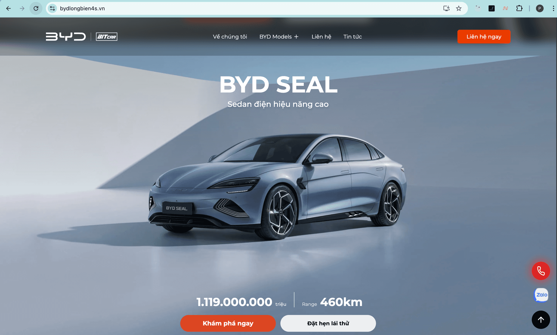 Website Showroom Ô tô BYD Long Biên
