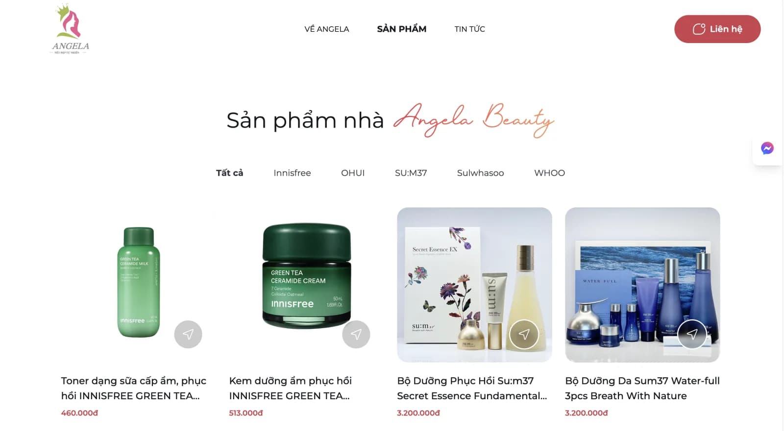 Website Giới Thiệu Mỹ Phẩm Angela