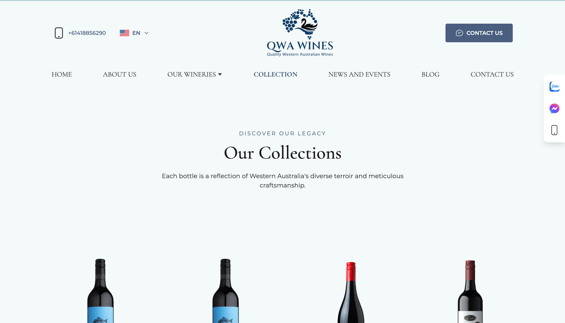 Website QWA Wines