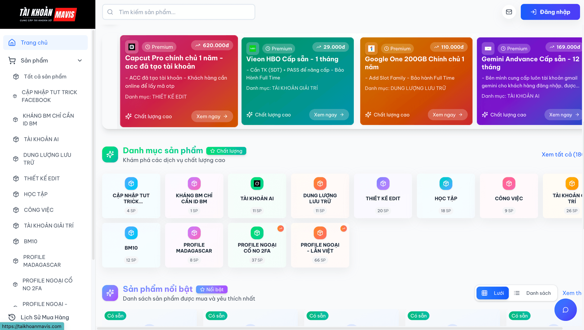 Website Tài Khoản Mavis