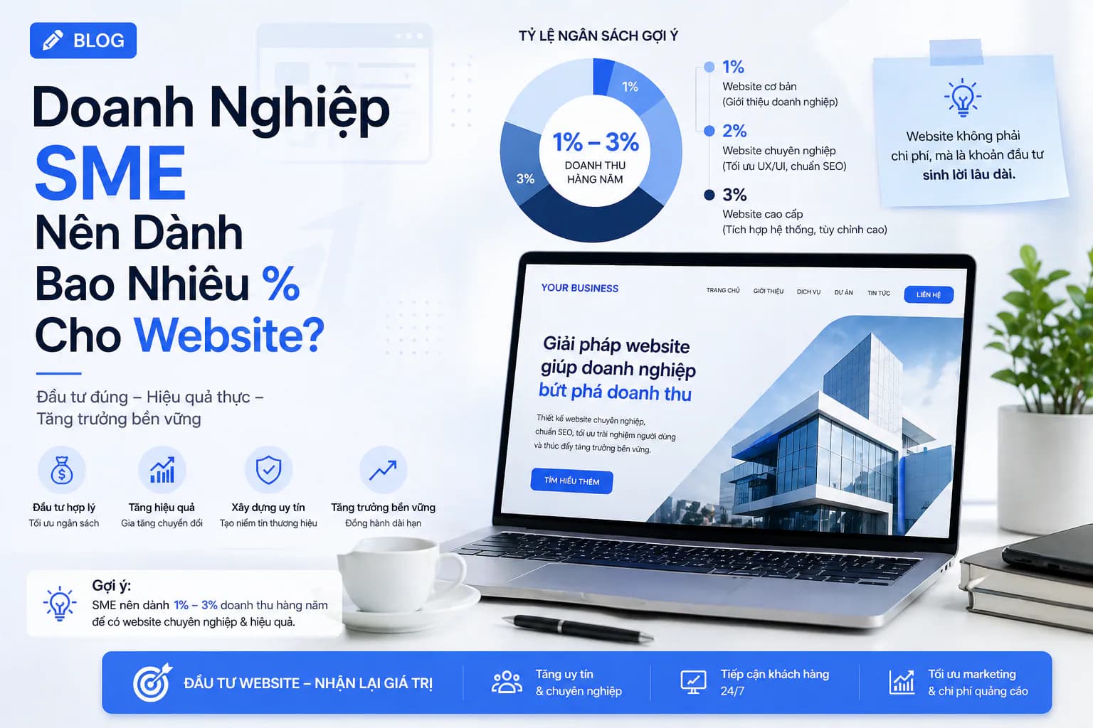 Hình ảnh đại diện của bài viết: Doanh Nghiệp SME Nên Dành Bao Nhiêu % Cho Website?
