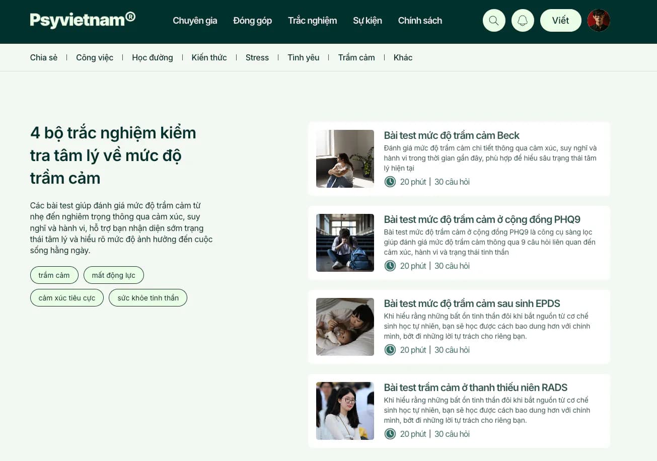 Hình ảnh đại diện của bài viết: Psyvietnam Ra Mắt Trắc Nghiệm Tâm Lý – Hiểu Bản Thân Và Vượt Qua Áp Lực