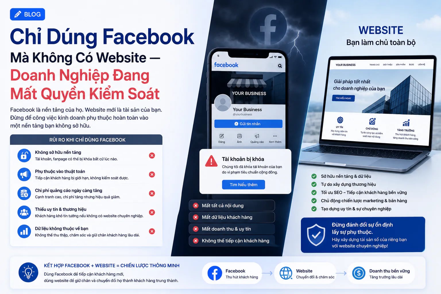 Chỉ Dùng Facebook Mà Không Có Website — Doanh Nghiệp Đang Mất Quyền Kiểm Soát - Tấn Phát Digital