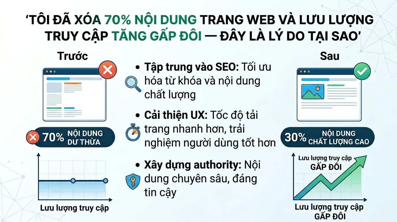 Xóa Bớt Nội Dung — Cách Tôi Tăng Gấp Đôi Traffic - Tấn Phát Digital