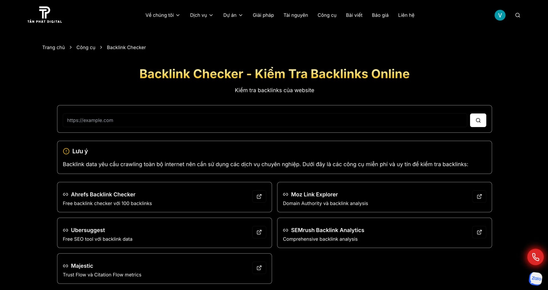 Backlink Checker - Kiểm Tra Backlinks Online Miễn Phí - Tấn Phát Digital