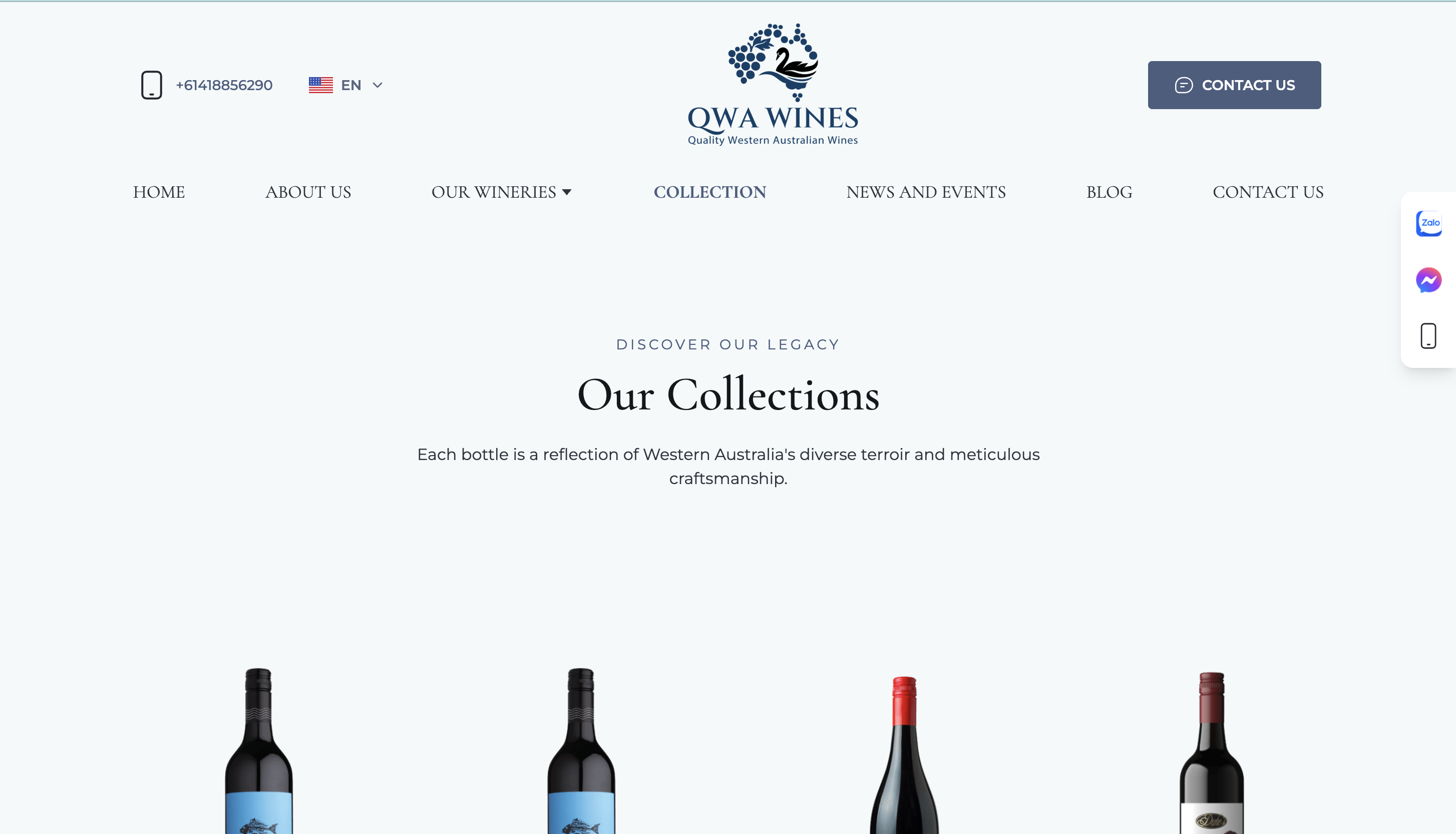 Website QWA Wines