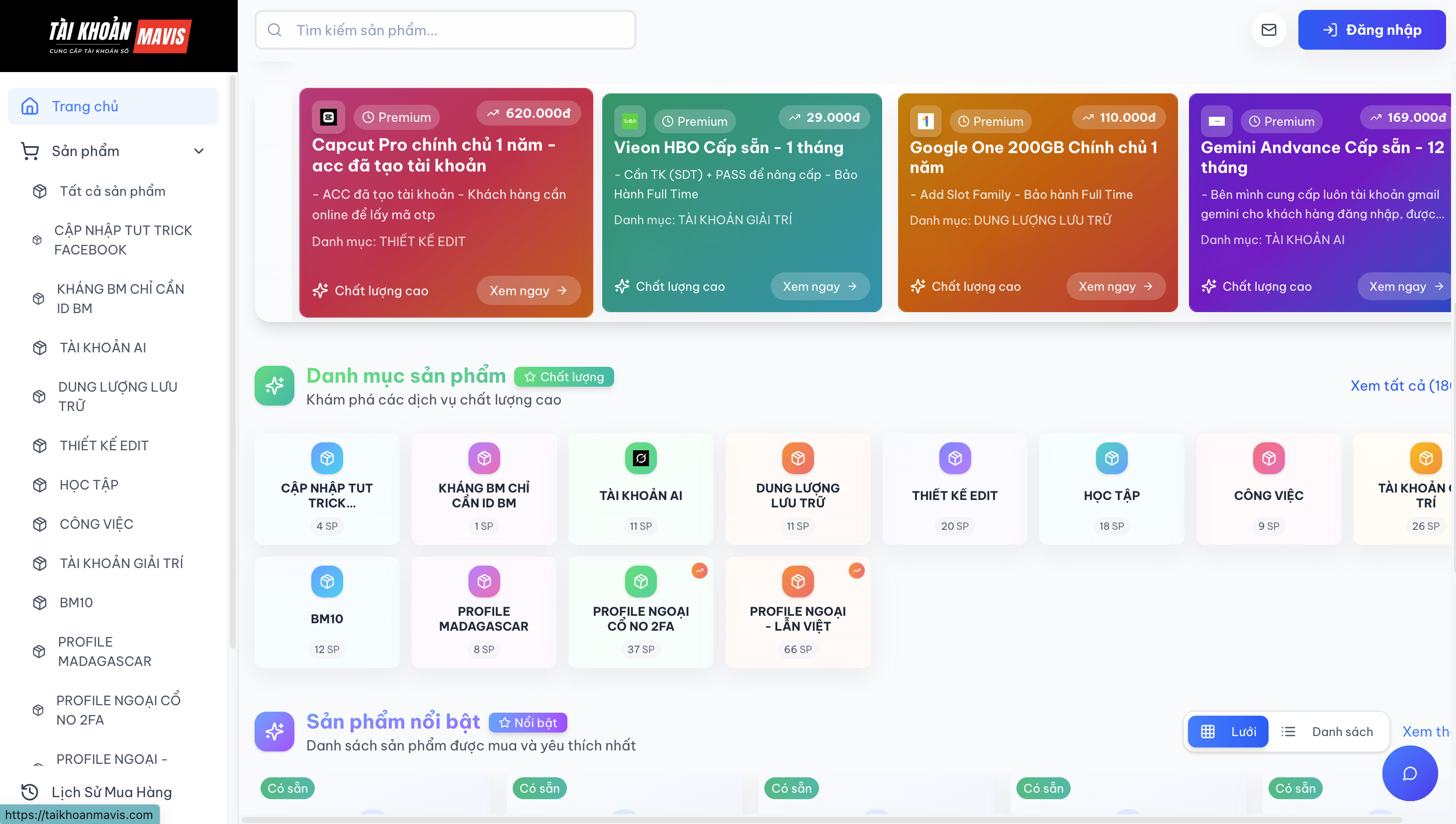 Website Tài Khoản Mavis